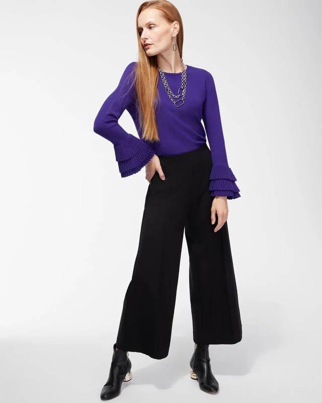 Pleat Cuff Pullover Sweater - image 2